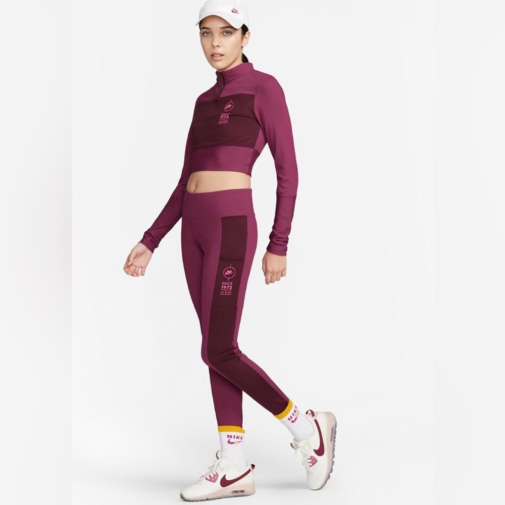 Nike Women's Burgundy and Pink Track Pants - Picture 8 of 8